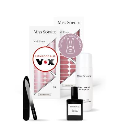Original Miss Sophie Starterset I self-adhesive nail foils i nail sticker in rose baby boomer & rosewood love i No splintering i long stop I fast & simple application starter set (rose baby boomer & rosewood love)