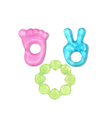 3-Pack Water Teether Teething Toys for Babies 0-6 Months Soothing Teether Set Cooling Soothes Gums BPA Free Blue/Pink/Green Frozen Teething Toys for Babies 02