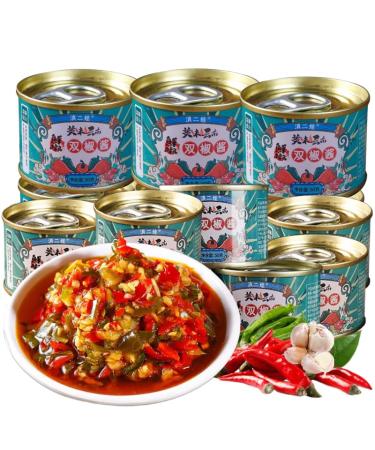 Double color chili sauce50g/can garlic chopped chili sauce Hunan specialty colored chili sauce mixed Noodles chili sauce Pickles noodles sauce pickled pepper seasoning (2 can)