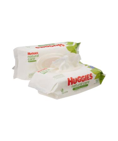 Huggies Natural Care Fragrance Free Baby Wipes 112 Total Wipes 56 Count Each (Pack of 2)