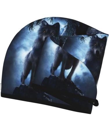 Hair Towel Wrap - Quick-Dry Hair Turban with Button | Night Scene of Wolves | Perfect for Fast Hair Drying - Buy Online on GoSupps.com
