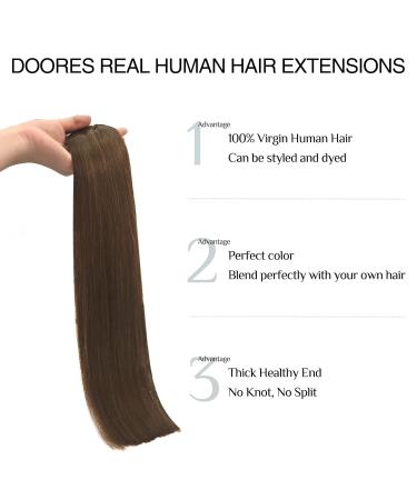 Doores Seamless Real Hair Extensions - 45cm 18 Inch Chocolate Brown 110g Remy Human Clip-Ins | Thick Hair Natural Look - Buy Online on GoSupps.com