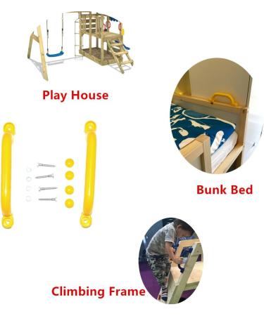 Ymeibe Playground Safety Handles Set - Set of 4 Swing Set Kids Safety Hand Grips - Yellow Grab Handle Bars for Outdoor Games - Buy Online on GoSupps.com