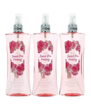 Pink Sweet Pea Fantasy by Body Fantasies 3 Pack 8 Fragrance Body Spray women