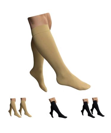 Closed Toe 15-20 mmHg Compression Plus Size Big Wide Leg Calf Socks (Beige 5X-Large) Beige 5X-Large