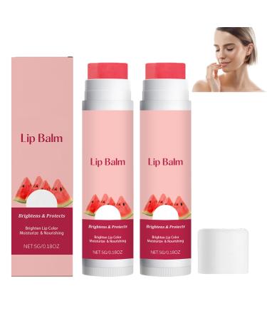 homomdy Watermelon colored lip balm stick plumping lip gloss with niacinamide and vitamins moisturizing and nourishing for dry and chapped lips non-greasy illuminates and protects (2pcs)