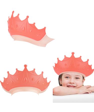 RosewineC Baby Shower Cap Shield for Eye and Ear Protection Adjustable Hair Washing Bath Hat Shower Cap for Kids from 6 Months to 9 Years Old Crown Shape (Pink) Red