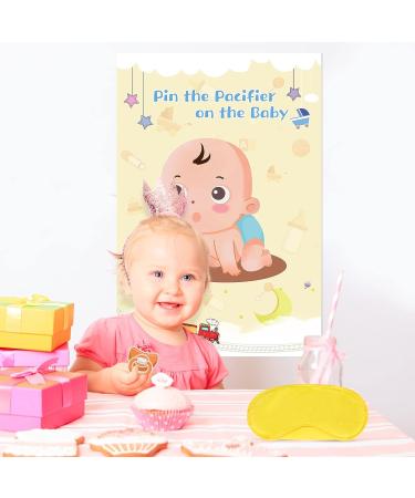 Hooqict Pin the Pacifier on the Baby Game Poster | Baby Shower Games Party Favors with 72pcs Stickers | Boys Girls Birthday Party Supplies - Buy Online on GoSupps.com