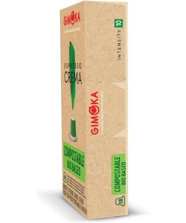Gimoka Espresso Crema Blend Intensity 10-100 Capsules Compostable and Biodegradable - Compatible with Nespresso* Home Coffee Machines - Made in Italy (Pack of 10 x 10) - Buy Online on GoSupps.com
