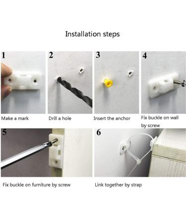 Loghot 6 Sets Nylon Anti-Tip Furniture Anchor Straps White Attach Furniture to Wall Keeping Baby Pet Safety from Falling Furniture - Buy Online on GoSupps.com