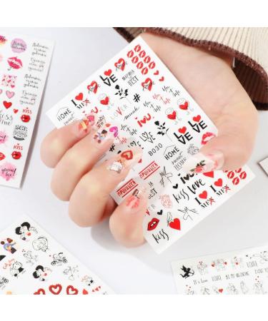 Manicure Cute Valentine's Day Cupid Red Heart Girl Nail Stickers Nail Art Decoration 3D Valentine Sticker Nail Decals(5) Style5 - Buy Online on GoSupps.com