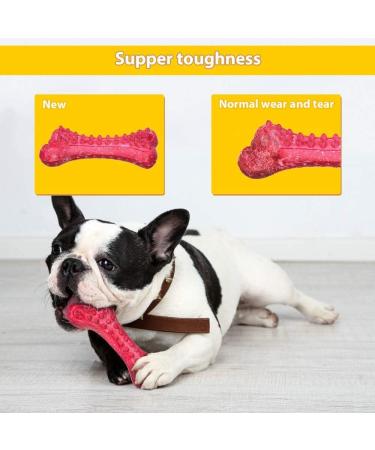 Peteast Dog Toys Durable Dog Chew Toys for Aggressive Chewers Bacon Flavored Tough Natural Rubber & Teeth Cleaning Chewing Bones for Large/Medium/Small Dogs - Buy Online on GoSupps.com