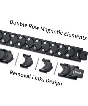 Rainso Stainless Steel Black Magnetic Bracelet for Men - Arthritis Pain Relief | Perfect Father's Day Gift for Fitness Enthusiasts - Buy Online on GoSupps.com