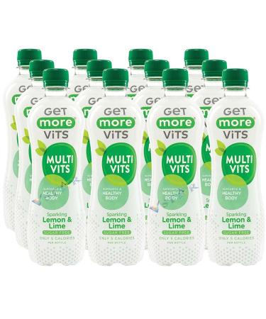 Get More Vits Vitamin Drinks Starter Pack - Low Calorie Sugar Free 3 Flavours with Vitamin D B12 & Multivits (12 Multivits Sugar Free Sparkling Lemon & Lime Drink Bottle) Multivits Sugar Free Sparkling Lemon & Lime Drink Bottle 12