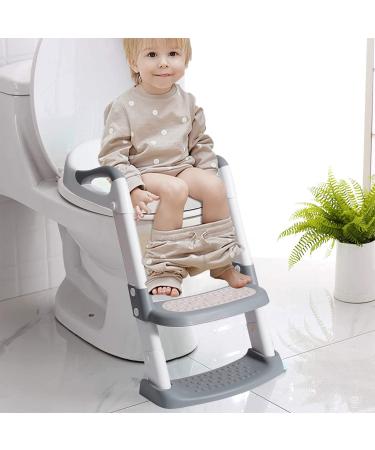 Potty Training Seat with Step Stool Ladder-Double Elite (Grey) - Comfortable Toilet Seat for Kids Boys Girls Toddlers - Foldable & Anti-Slip - Buy Online on GoSupps.com