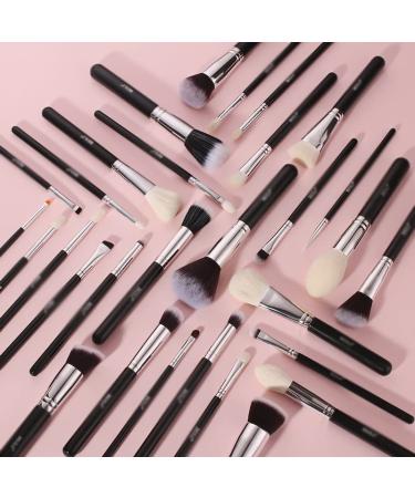 Buy Professional Black Makeup Brushes Set | Natural Goat Hair Foundation Powder Contour & Eyeshadow Brushes - International Shipping Available - Buy Online on GoSupps.com