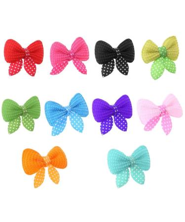 KEVZHUKWV 10 Pieces Cute Mini Pet Hair Clip Headdress Pet Hair Bows Hairpin Dog Hair Bows Barrette Use for Cat and Dog Pet Random Color