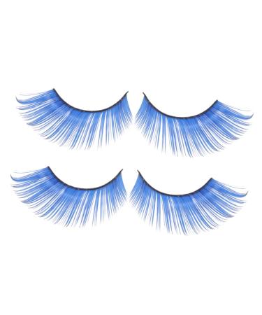 FRCOLOR 2 Pairs Blue Long Eyelashes Halloween Eyelashes Costume Dramatic Long Lashes Handmade False Eyelashes Makeup Long Fake Eyelashes Adhesive Eyelash Paper Cut Aldult 3d