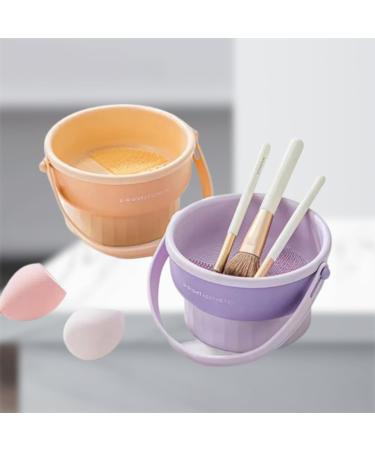 JALEO Silicone Makeup Brush Holder & Cleaning Mat - Multifunctional Removable Cosmetic Brush Cleaner Bowl & Puff Drying Storage Basket (Purple) - International Shipping Available - Buy Online on GoSupps.com
