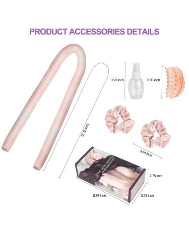 Satin Heatless Hair Curler Set - No Heat Overnight Curls for Long Hair Women | Soft Foam Curling Rods with Roller Clips and Scrunchies | Sleep In Headband - Blue-Pink - Buy Online on GoSupps.com