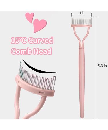 ELESDA Eyelash Comb - Metal Teeth Lash Separator Tool Pink Stainless Steel Includes Brush Arc Design Travel Friendly Hygienic - Buy Online on GoSupps.com