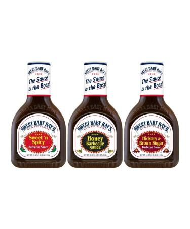 Sweet Baby Ray's Variety 3 Pack Honey Barbecue Sauce Hickory & Brown Sugar BBQ Sauce Sweet 'n Spicy BBQ Sauce (18 Ounce , Pack of 1) 1.12 Pound (Pack of 3)
