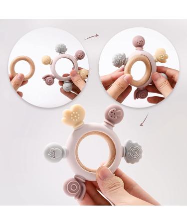 Silicone Baby Teether Toy - BPA Free Chewable Rings for Teething - Organic Textures to Soothe Gums - Ages 6 Months+ (Pink) - Buy Online on GoSupps.com