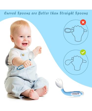 LessMess4Kidz Silicone Baby Fork and Spoon Set (1 Set of Blue) Toddler Utensils BPA Free. Bendable Self Feeding 2 Colors 100% Food Grade Baby Feeding Spoon and Toddler Fork Great for Snacks. - Buy Online on GoSupps.com