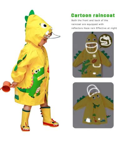 Barakara Kids Waterproof Rain Poncho - Lightweight Hooded Rain Jacket with Reflective Safety - Yellow B XL - Buy Online on GoSupps.com