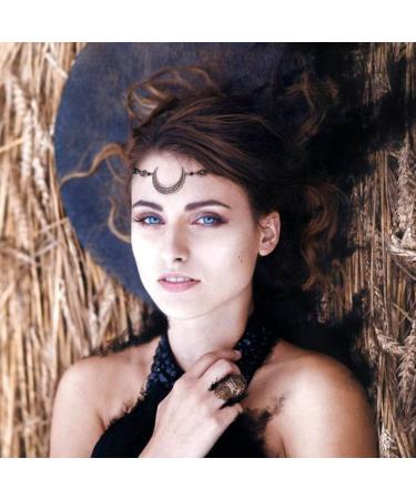 Olbye Moon Head Chain - Black Raw Crystal Boho Hair Piece for Women and Girls - Buy Online on GoSupps.com