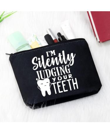 Unique Dentist Gift | Im Silently Judging Your Teeth Zipper Bag | Perfect for Dental Hygienists & Assistants | Ideal Gift for Dental Professionals in EU - Buy Online on GoSupps.com