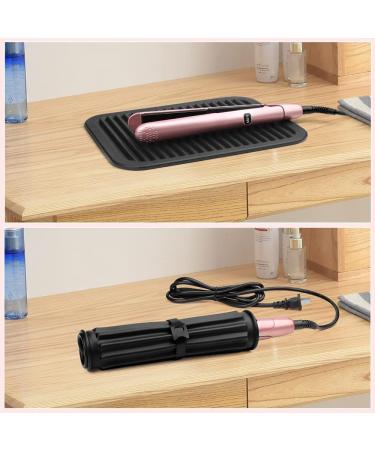 Large Silicone Heat Resistant Mat for Hair Styling Tools - Professional Curling Iron & Hair Straightener Mat - Flat Iron Mat with Velcro - Travel Friendly (Black) - Buy Online on GoSupps.com