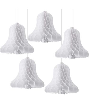 WILLBOND 5 Pieces Big Heavy Paper Bells Hanging Honeycomb Wedding Bells White Bridal Honeycomb Bells Decorating Supplies Suitable for Weddings, Parties, Baby Showers - Buy Online on GoSupps.com