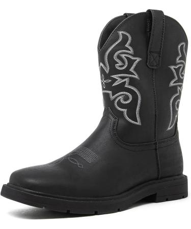 Canyon Trails Men's Square Toe Cowboy Boots | Embroidered | Durable Western Work Rodeo | Size 10 | Black - Buy Online on GoSupps.com