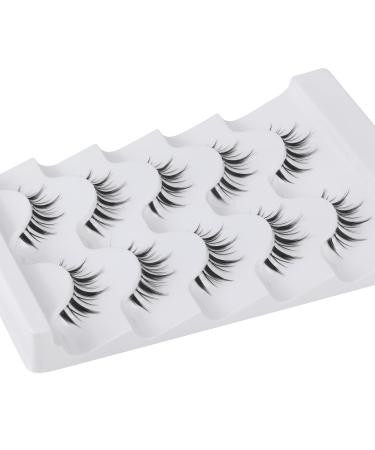 Fanxiton 14MM Manga Style Japanese Lashes 5 Pairs with Clear Band - Short 3D False Eyelashes for Makeup with Applicator (M1) - Buy Online on GoSupps.com
