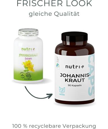 Nutri+ St. John's Wort Extract Capsules - High-Dose Vegan Supplement with 4.5 mg Hypericin | 90 Additive-Free Capsules of Hypericum Perforatum - Buy Online on GoSupps.com
