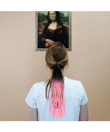 Ponytail Women's Hairstyle Decor Dreadlock Wig for Kids Kid Hair Ties Curly Wig Twist Bohemian Body Hair Accessory Hairpiece Passion Headband Hair Rope Hair Piece Child Braid Silk Black Pink - Buy Online on GoSupps.com