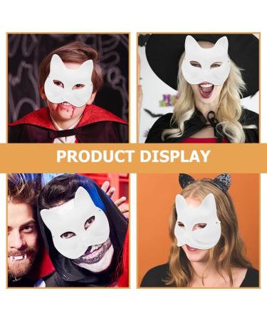 ABOOFAN 8 Pcs Cat Masks - White Fox DIY Half Face Cladding for Masquerade Halloween Cosplay & Costume Parties - Buy Online on GoSupps.com