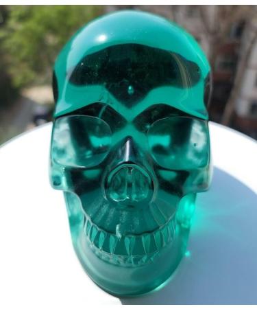Realistic Healing LIFESIZED 6.9 Inch Green Obsidian Carved Crystal Skull - Buy Online on GoSupps.com