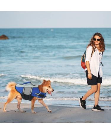 Alagirls Dog Life Jacket - High Visibility Adjustable Swimming Vest with Reflective Stripes & Rescue Handle - Blue (Size L: 58-68cm Chest) - Buy Online on GoSupps.com