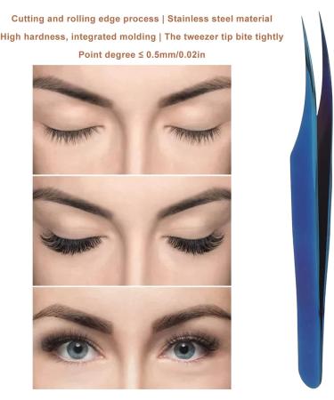 Blue Stainless Steel Curved Eyelash Tweezers for False Eyelash Extensions - Precision Beauty Tool | International Shipping - Buy Online on GoSupps.com