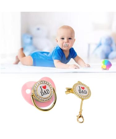 Baby Pacifier 6-18 Months with Chain Clip - Pink I Love Dad Design | International Shipping - Buy Online on GoSupps.com