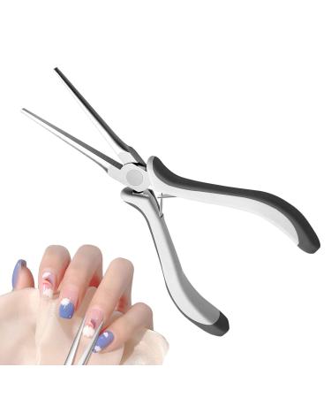 Besreey Tweezers for Stickers - Nail Form Shaping Tweezers Tip Tweezers Nippers Acrylic UV Gel Tips Sculpture Clip Nail Shaper Tool for Acrylic Gel Dark Gray Colour