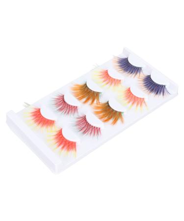 5 Pairs Colorful Eyelashes for Halloween Christmas Stage Show 6D Gradient Long Curled Soft Colored False Eye Lashes Party Fake Eyelashes Makeup Tools