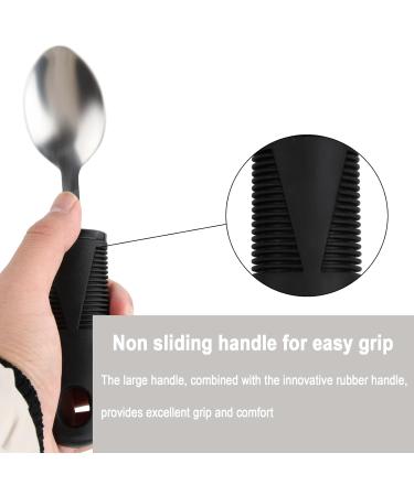Anseom 5 Partial Adaptive Utensils - Easy Grip Cutlery Set for Disabled Elderly Parkinson's & Arthritis - Black Slide-Resistant Handles - Buy Online on GoSupps.com