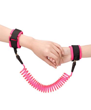 2.5M Anti Lost Wrist Link Belt Baby Toddler Reins Safety Leash Wristband 360 Rotate Security Elastic Wire Rope Walking Hand Belt Harness(Pink)