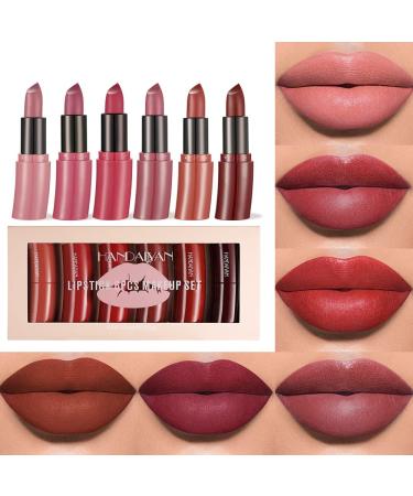 6 Colors Matte Lipstick Set New Upgraded Formula Nude Moisturizer Smooth Lipstick Long Lasting Not Dry or Cracked Lipstick Makeup Gift Set