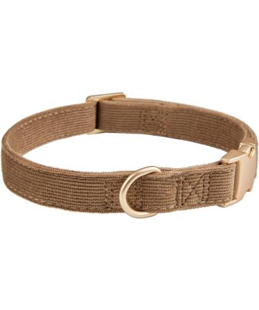 YUDOTE Ultra-Soft Natural Cotton Dog Collar for Small Dogs with Sensitive Skin - Brown (S) | 1 Pack - Buy Online on GoSupps.com