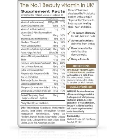 Vitabiotics Perfectil Tablets 30ct Pack - Healthy Skin, Hair, and Nails Support - Buy Online on GoSupps.com