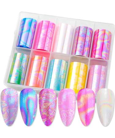 Besuso 10 Rolls Nail Foil Holographic Nail Art Foil Decals for Nails Fingernail Stickers - Buy Online on GoSupps.com